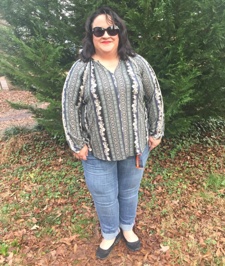 Wantable Style Edit Subscription Review December 2018 - Long Sleeve Floral Knit Top by Guilt Trip Front