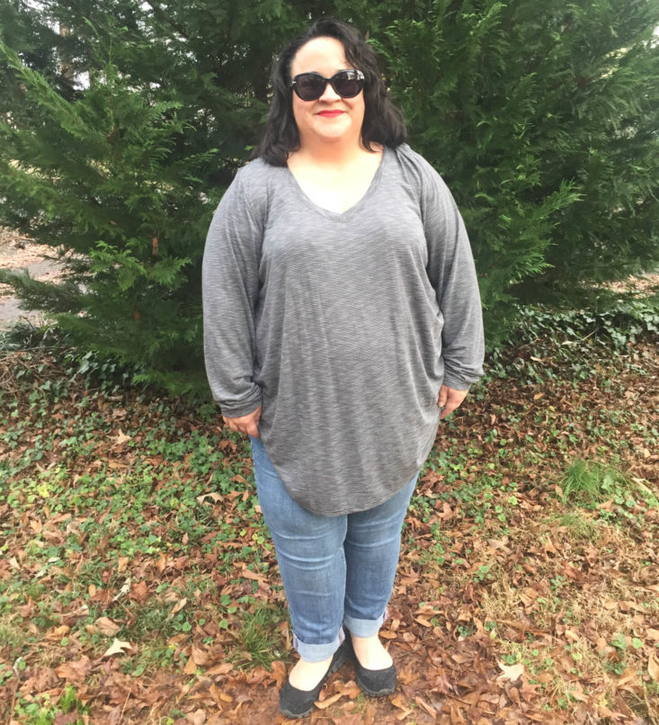 Wantable Style Edit Subscription Review December 2018 - Long Sleeve V-Neck Slub Tee by W. by Wantable Front