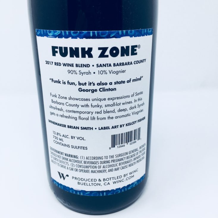 Winc Wine of the Month Review January 2019 - FUNK ZONE LABEL BACK
