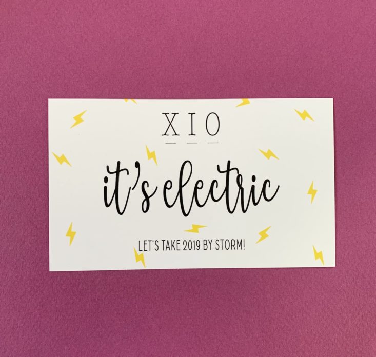 XIO Jewelry Subscription Review January 2019 - information card Front Top