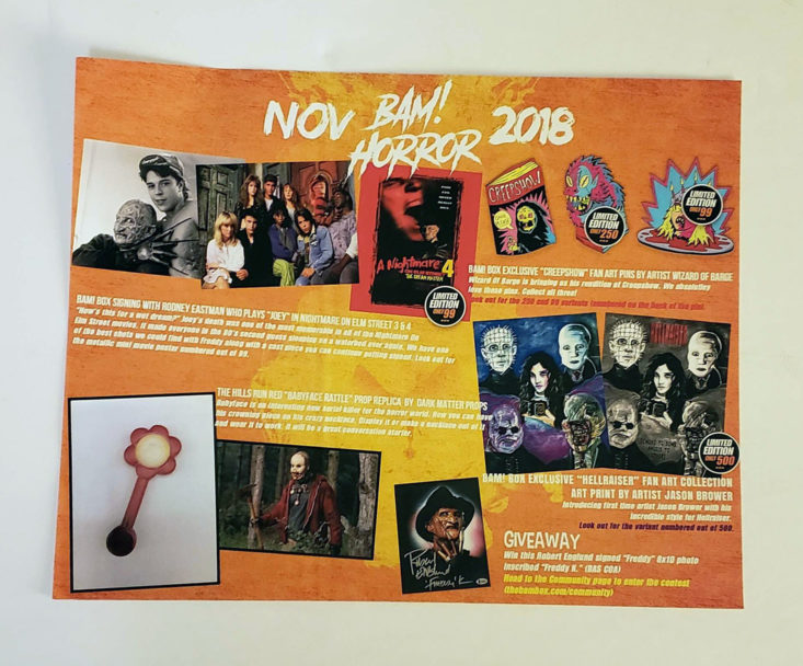 BAM! Horror Box November 2018 - Info Card Top 1