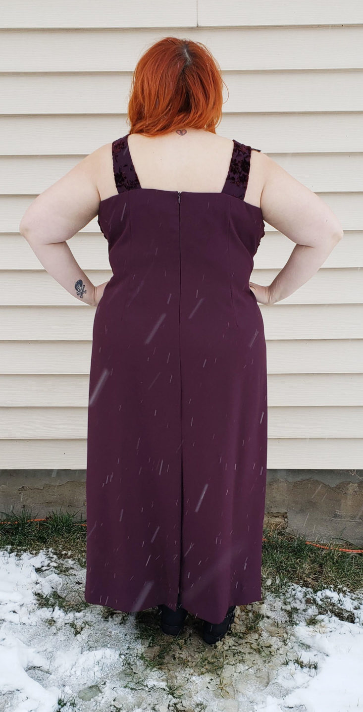 CHC Vintage Plus Clothing Box Review NYE 2018 - Eggplant Evening Gown by Patra No Size Tag Pose 5 Back