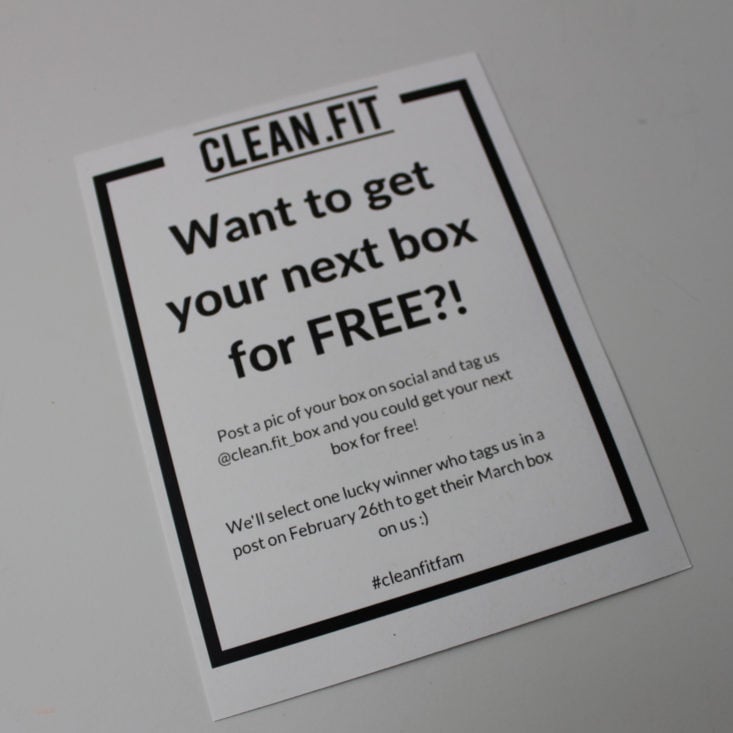 Clean Fit Box February 2019 - Insert Front