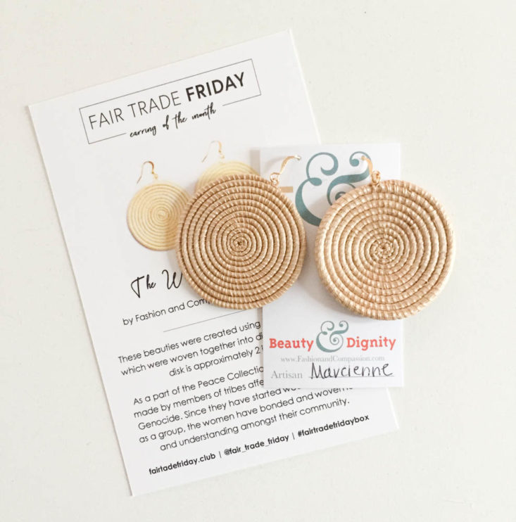 Fair Trade Friday Earring of the Month Club Subscription Review February 2019 - Earrings With Info Card Top