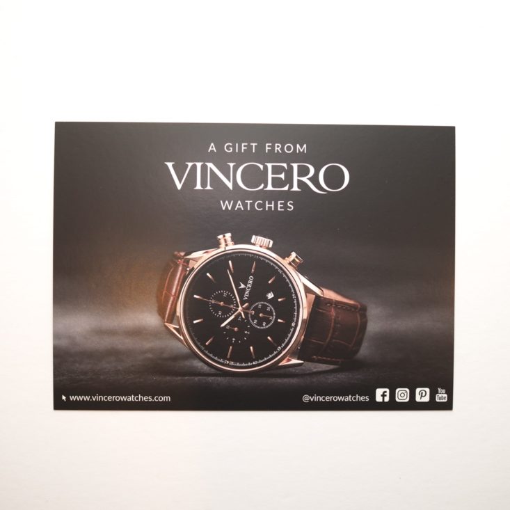 Gentlemans Box February 2019 - Vincero Watches Gift Card Front