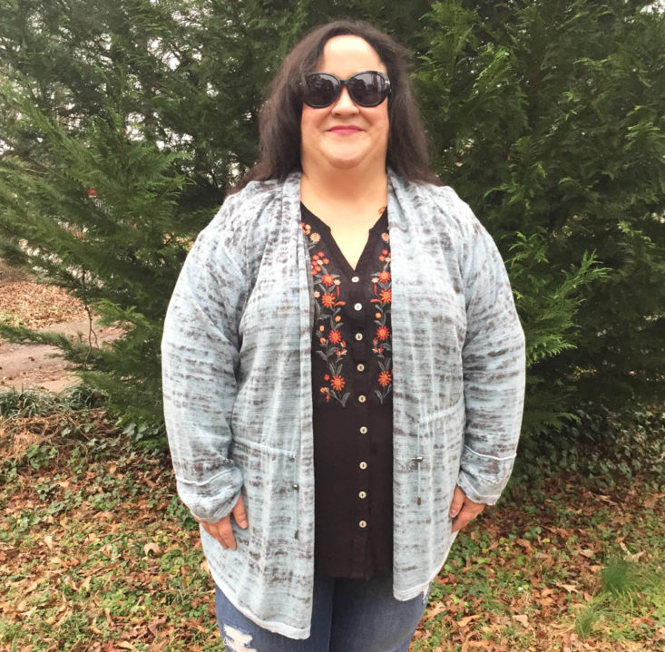 Gwynnie Bee Subscription Review February 2019 - Seafoam Live In Cardigan Onn Front