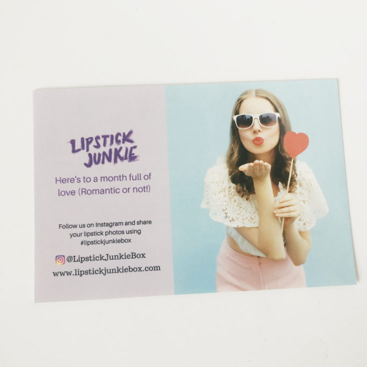Lipstick Junkie Review February 2019 - Back Of Card