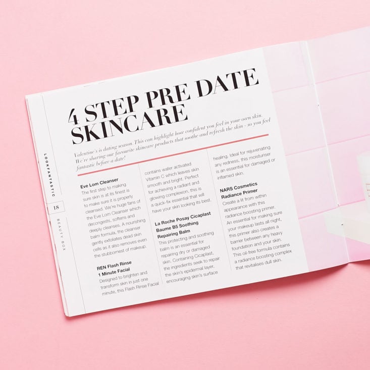 Look Fantastic February 2019 booklet skincare routine