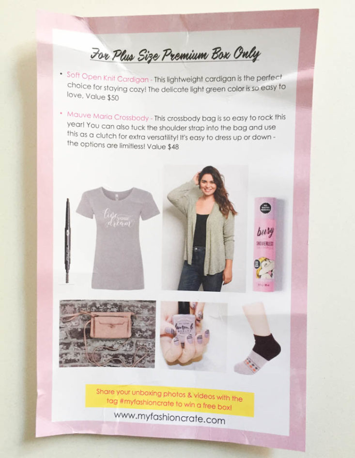 My Fashion Crate January 2019 - Booklet Back