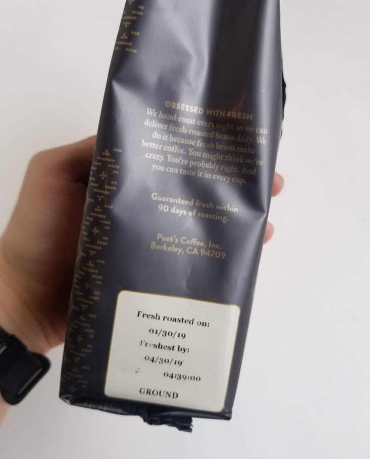 Peet's Coffee February 2019 side label