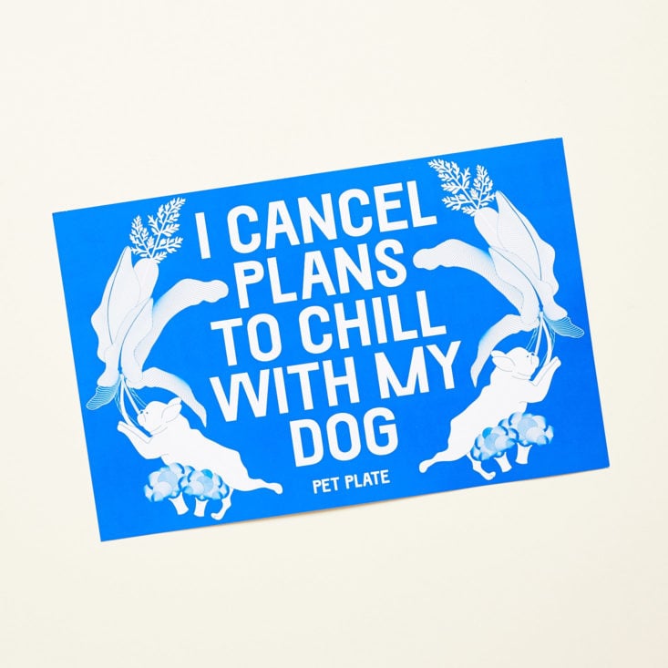Pet Plate January 2019 chill card