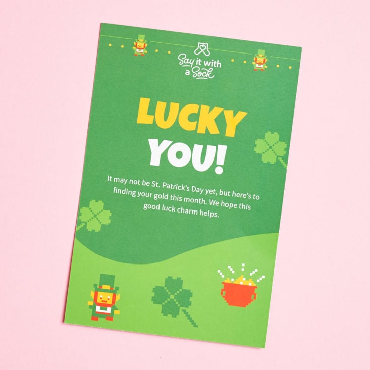 Say It With A Sock Mens February 2019 lucky you card front