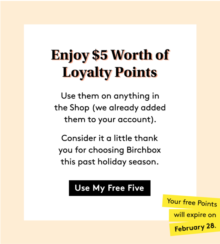Birchbox February 2019 Bonus Points