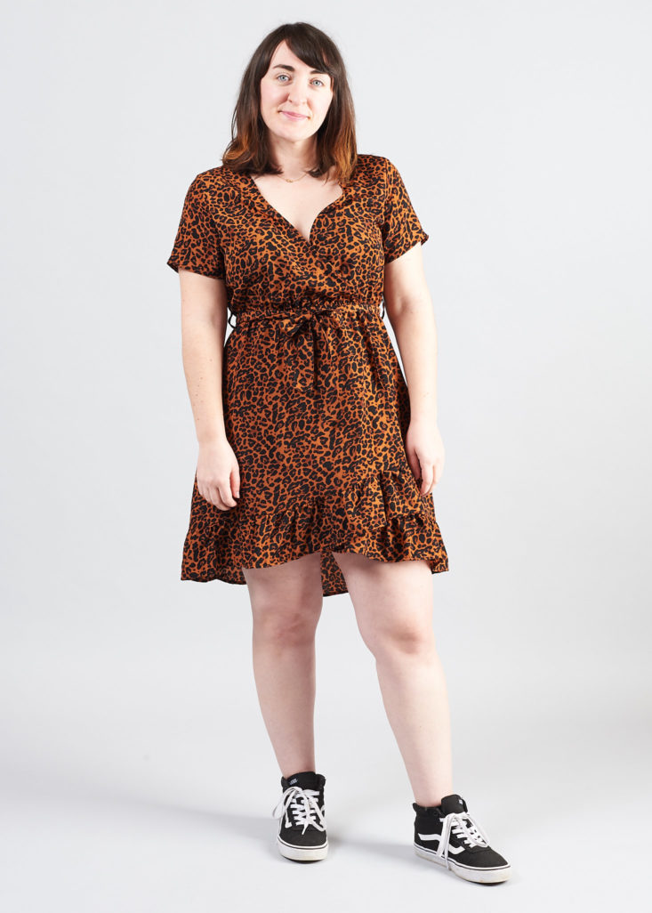 Shoedazzle february leopard print dress on model