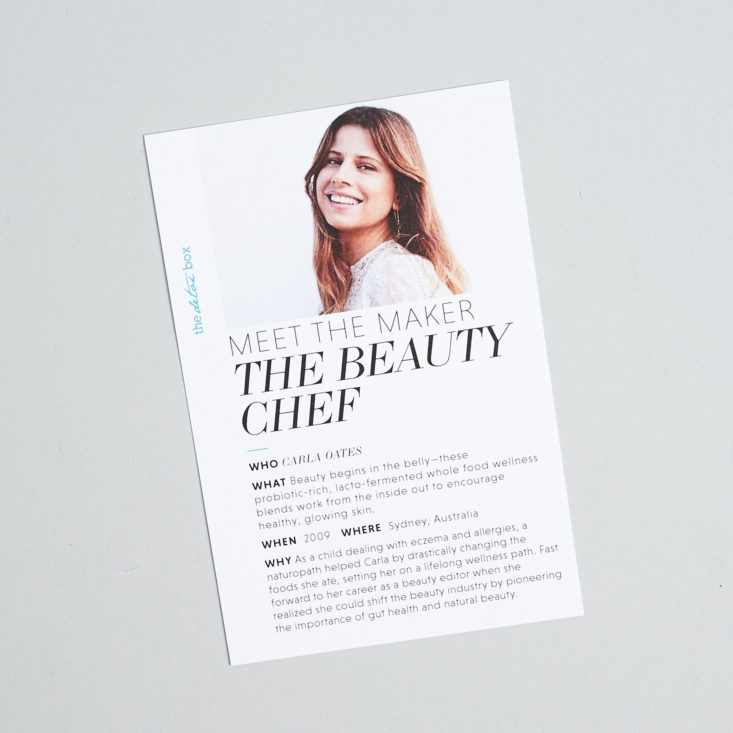 The Detox Box January 2019 beauty chef info card