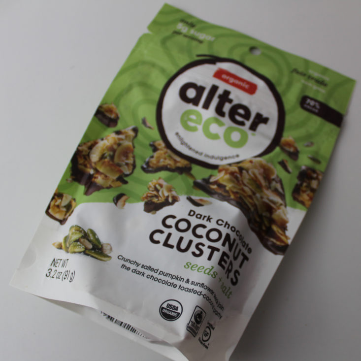 Vegan Cuts Snack February 2019 - Alter Eco Dark Chocolate Coconut Clusters Packed