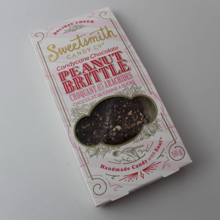 Vegan Cuts Snack February 2019 - Sweetsmith Candy Co. Candycane Chocolate Peanut Brittle Packed