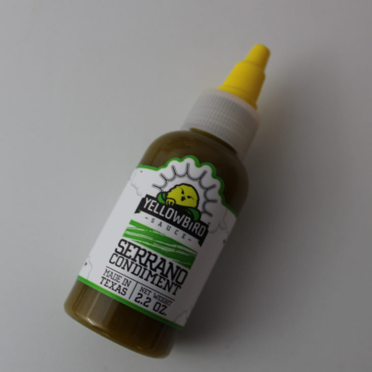 Vegan Cuts Snack February 2019 - Yellowbird Sauce Serrano Condiment Front