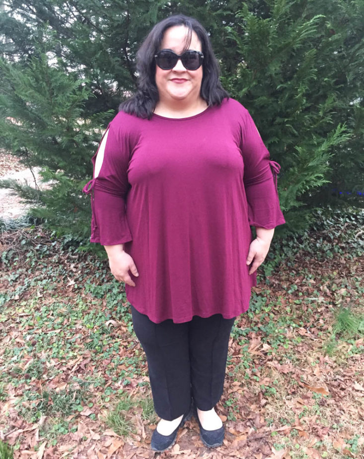 Wantable Style Edit Box January 2019 - Split Sleeve Top Wearing Front
