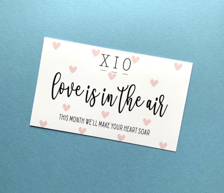 XIO Jewelry Subscription Review - February 2019 - Information Card Front