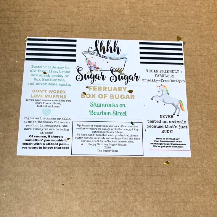 Ahhh Sugar Sugar February 2019 - Unicorn Info Card Front