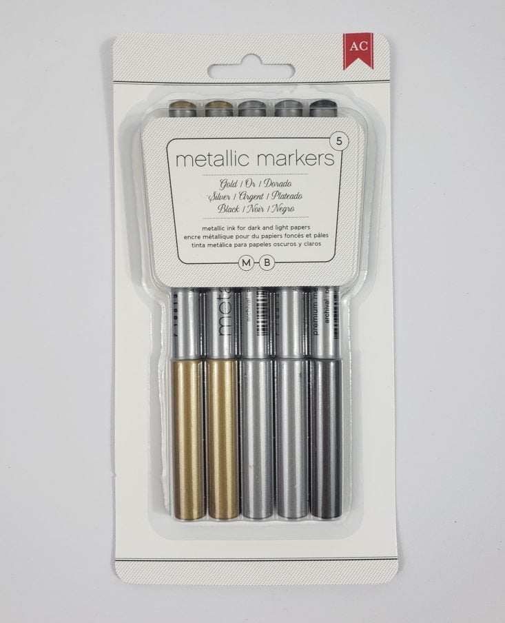 BUSY BEE STATIONERY Subscription Box Review March 2018 - American Crafts Metallic Markers Package Front Top
