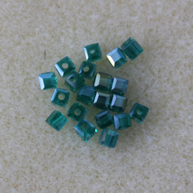 Bargain Bead Box February 2019 - 4mm Chinese Crystal Cube Beads, Teal AB Front