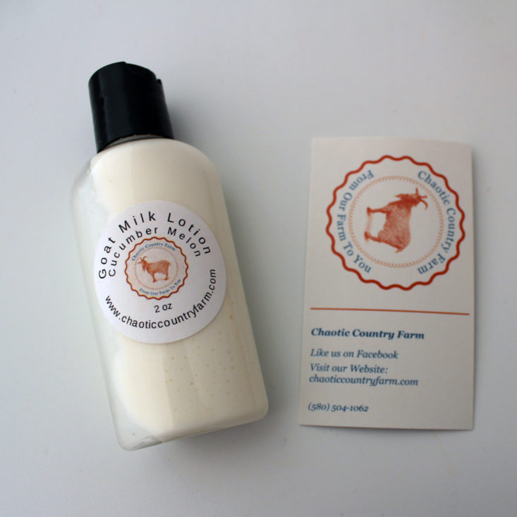 Box of Happies February 2019 - Chaotic Country Farm Travel Lotion in Cucumber Melon Front