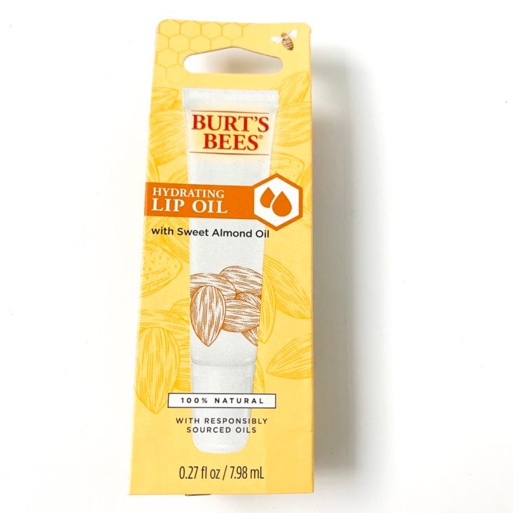 Burt’s Bees Burt’s Box Review March 2019 - Hydrating Lip Oil with Sweet Almond Oil Box Front Top