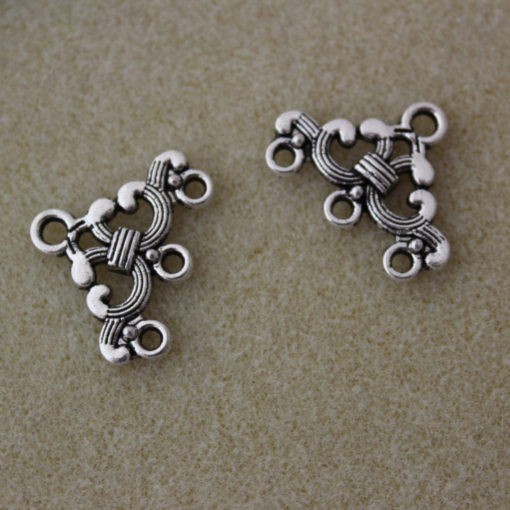 Dollar Bead Box March 2019 - 16 x 24mm 3-Strand Pewter Connector, Silver Plated (2) Open Top
