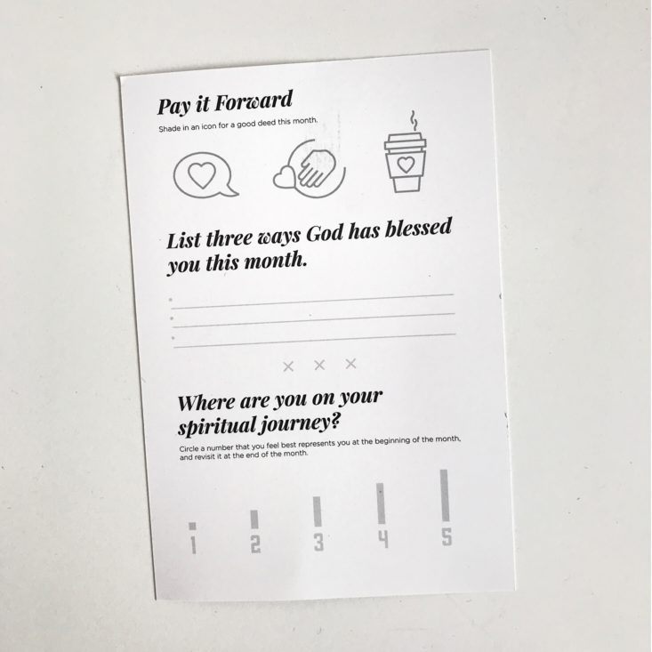 Faithbox March 2019 - Spiritual Inventory Info Card Front