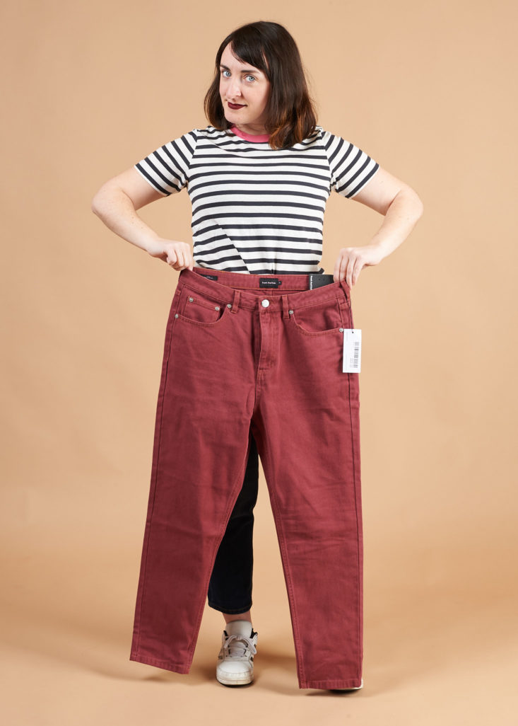 Frank and Oak March 2019 red jeans