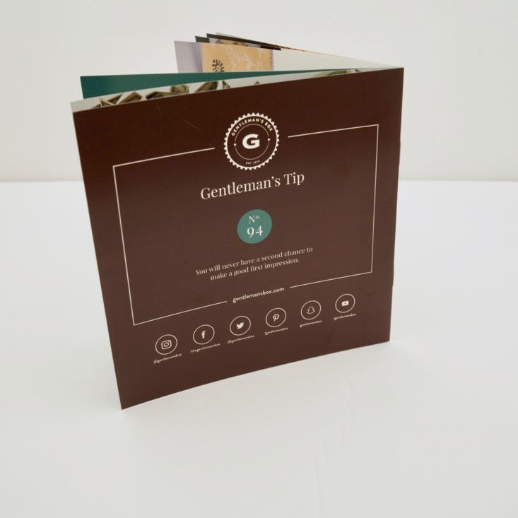 Gentlemans Box March 2019 - Booklet Back