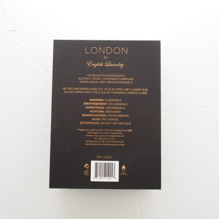 Gentleman’s Box March (Spring) 2019 - English Laundry London Cologne Box Back