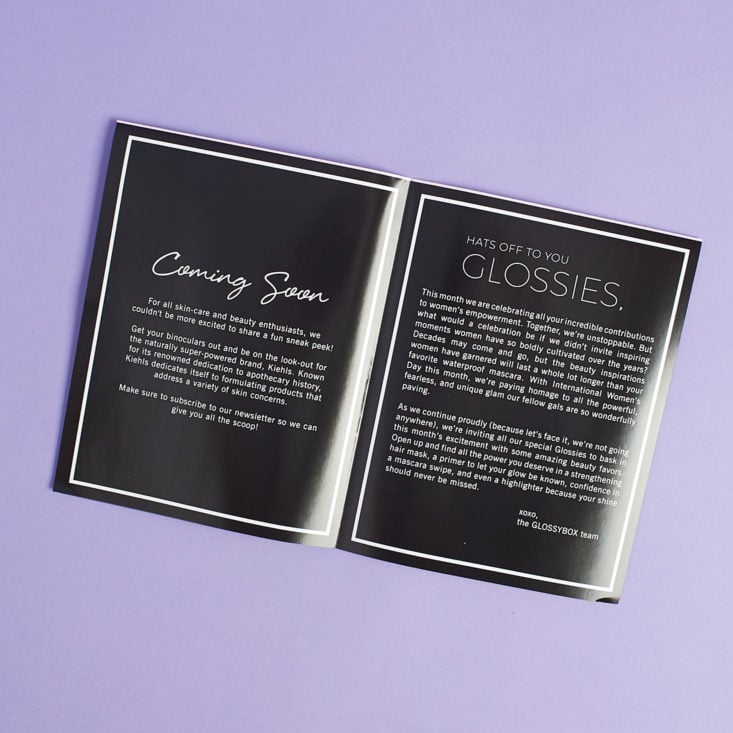 GlossyBox March 2019 info booklet back 