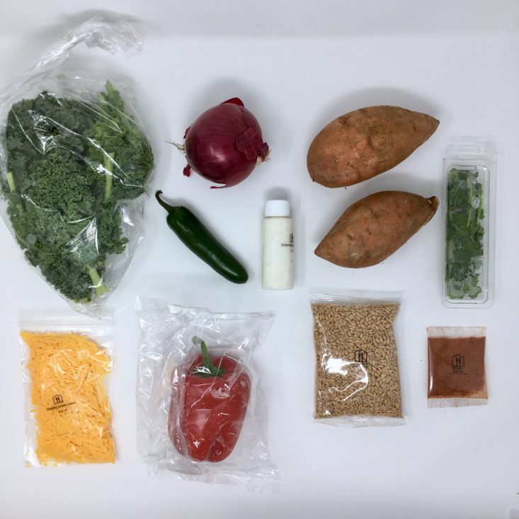 Home Chef Subscription Box Review March 2019 - Potato Bowl Laydown Group Top
