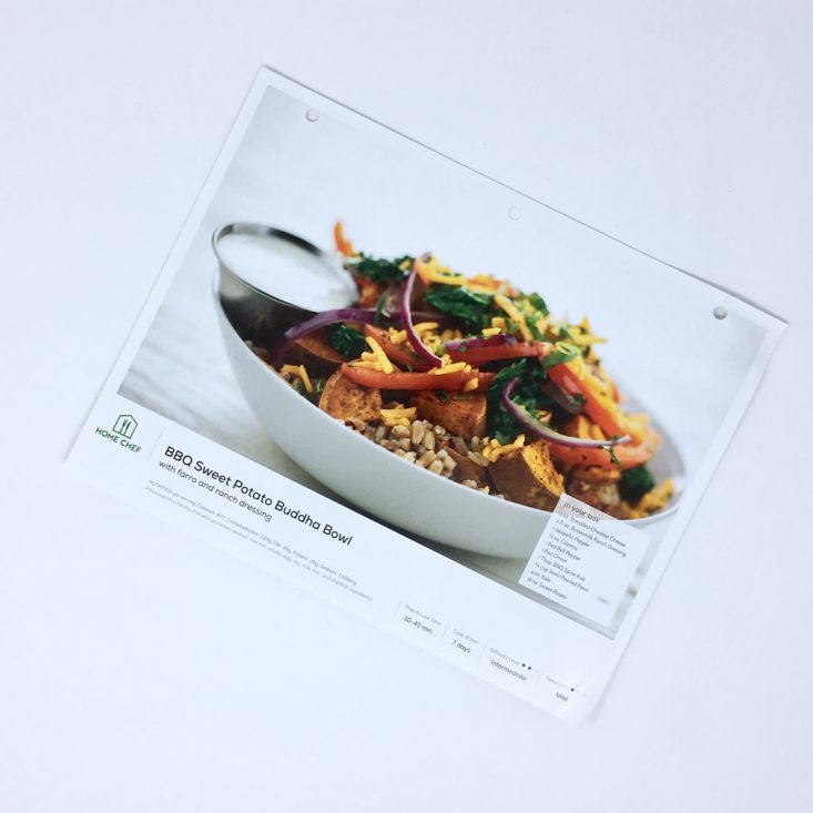 Home Chef Subscription Box Review March 2019 - Potato Bowl Recipe Card Front Top