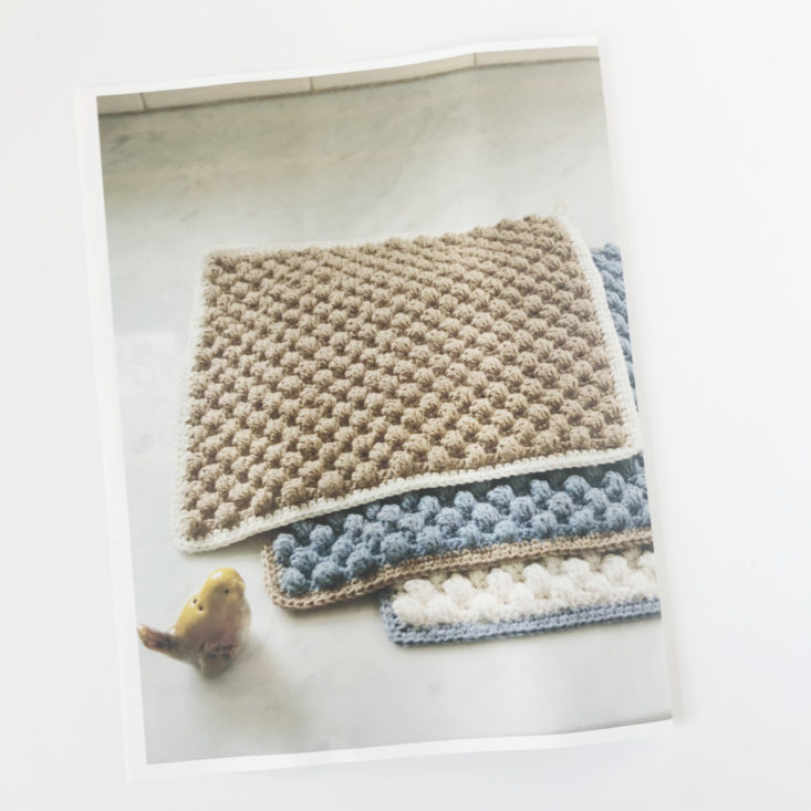 Knit Picks Yarn Subscription Box February 2019 Review - Bobble Washcloths pattern Back Top