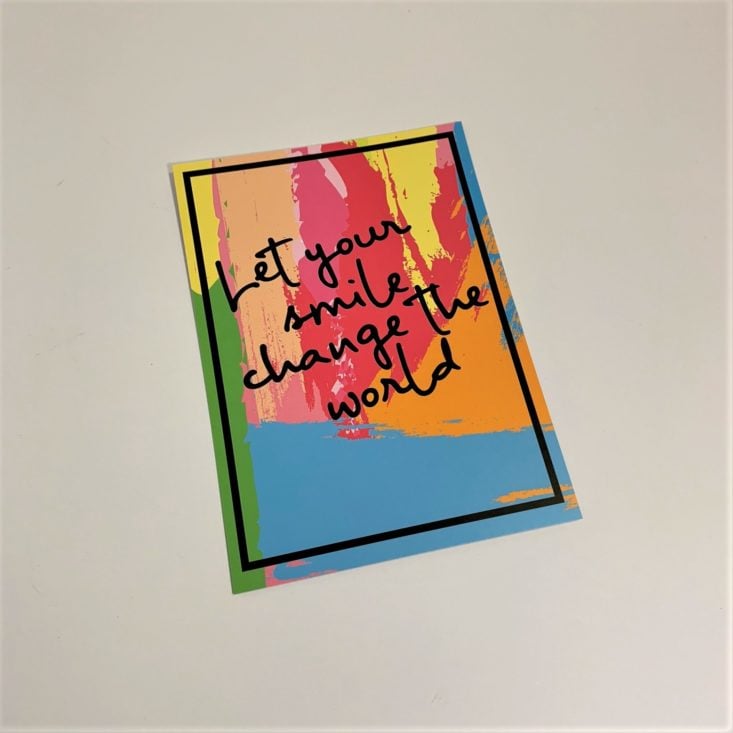 Loved + Blessed “Uplift” Review March 2019 - Mini Poster – Let Your Smile Change the World Front Top