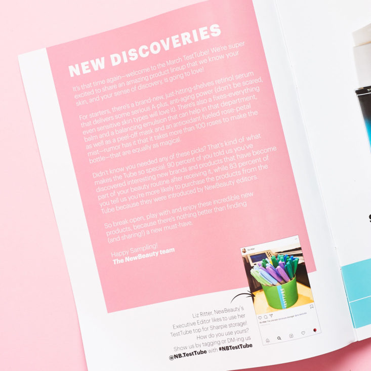 New Beauty Test Tube March 2019 booklet intro