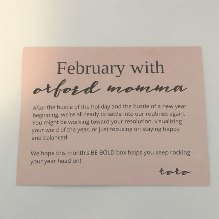 Oxford Momma Box February 2019 - Info Card 1