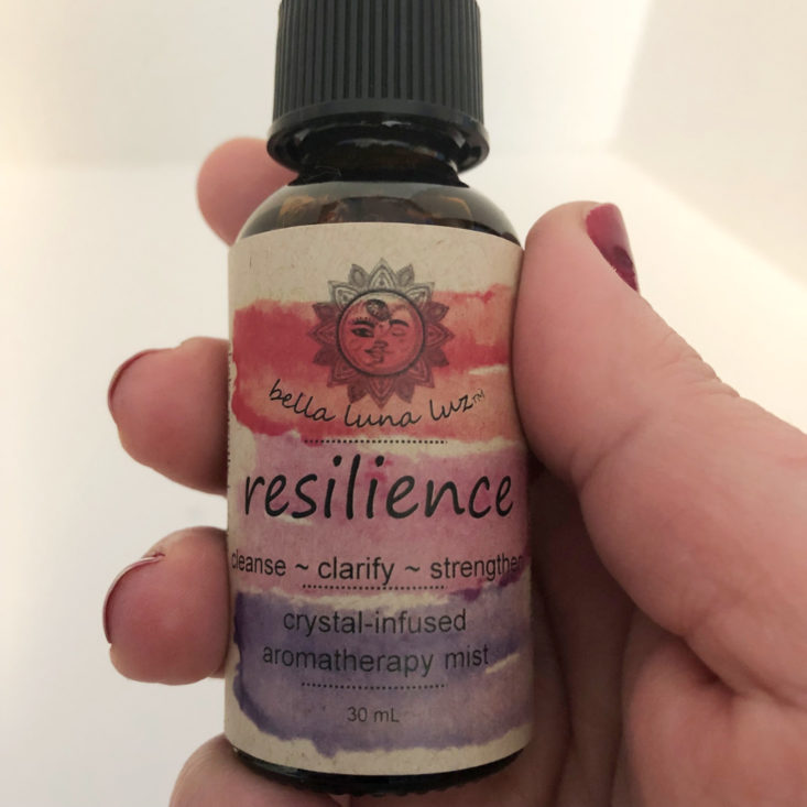 Oxford Momma Box February 2019 - Resilience Crystal Infused Aromatherapy Mist Closer Front