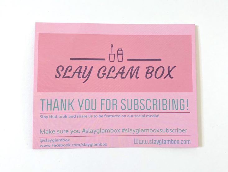 Slay Glam Box March 2019 - Info1