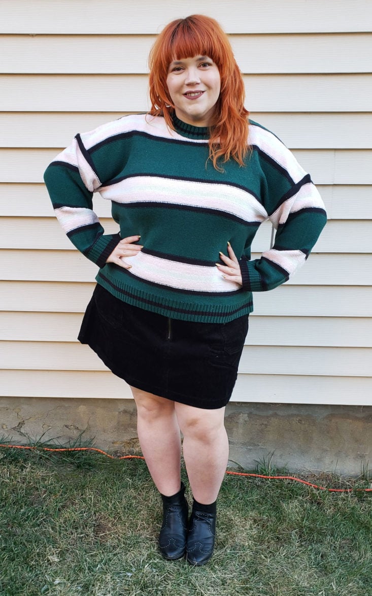 Trunk Club Plus Size Subscription Box Review December 2018 - Everyday Stripe Sweater by BP Size 2x Pose 2 Front