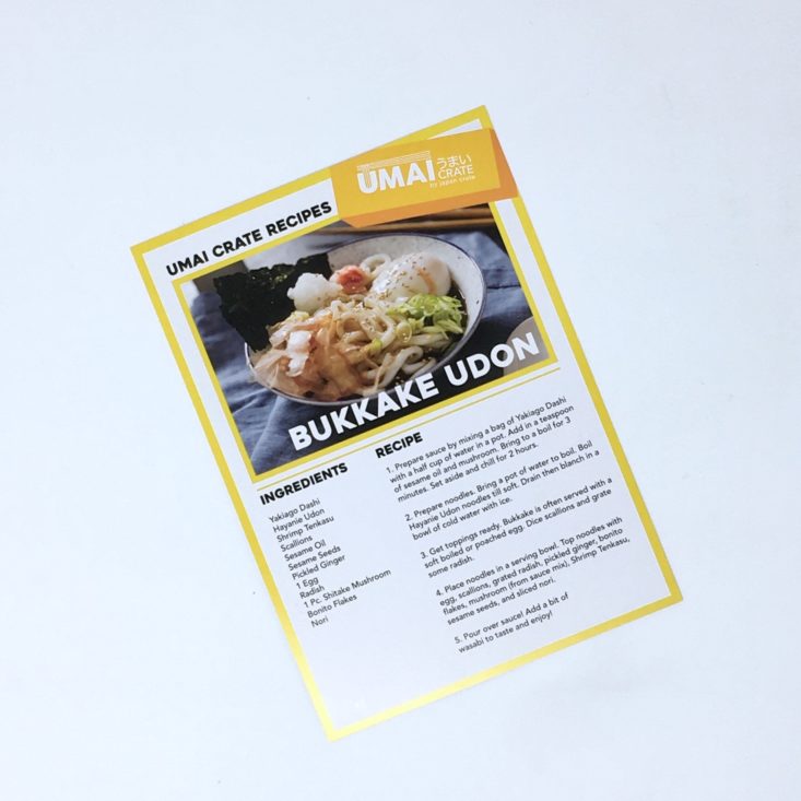 Umai Crate February 2019 - RECIPE CARD