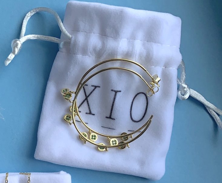XIO Jewelry Subscription Review March 2019 - Lady Luck Hoops Earrings Pouch 1 Top