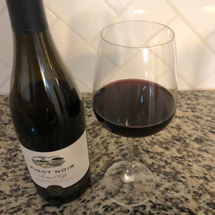 90 Plus Cellars Wine Review Spring 2019 - Pinot Bottle With Glass Closer View