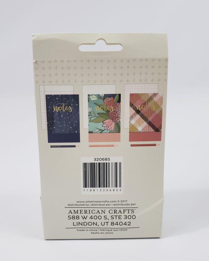BUSY BEE REVIEW APRIL 2019 - American Crafts Notepads and Pencils Package Back
