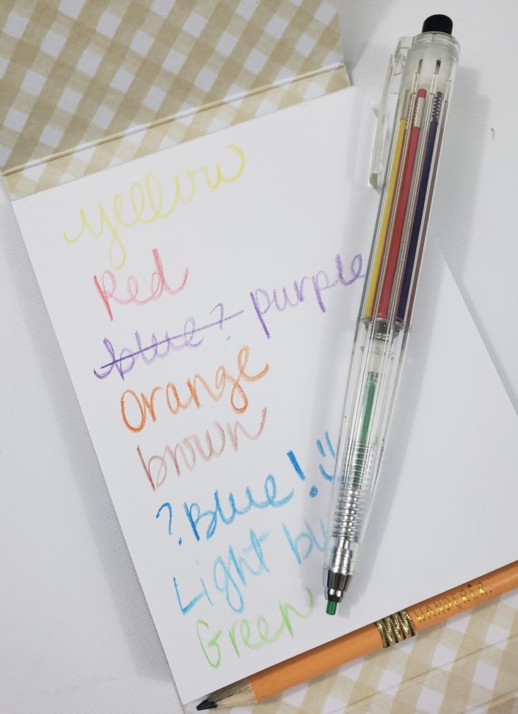 BUSY BEE REVIEW APRIL 2019 - Multi-Color Pencil Tested On Notepad Top