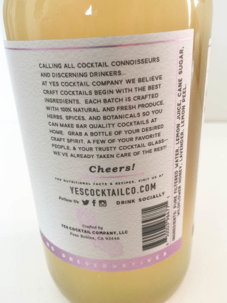 California Found March 2019 - Lavender Honey Cocktail Mixer Ingredient View 1